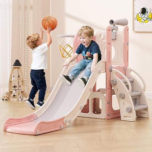 Babytronic Tobogán para niños pequeños 6 en 1, tobogán de interior para niños pequeños de 1 a 3 años, juego de escalador para bebés en interiores y