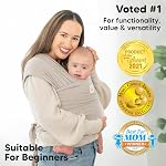 KeaBabies Baby Wrap Carrier, All in 1 Original Baby Carrier (Stone Gray) | Newborn to Toddler Sling, Easy to Wear, Hands Free Bonding, Lightweight, Breathable Infant Wraps
