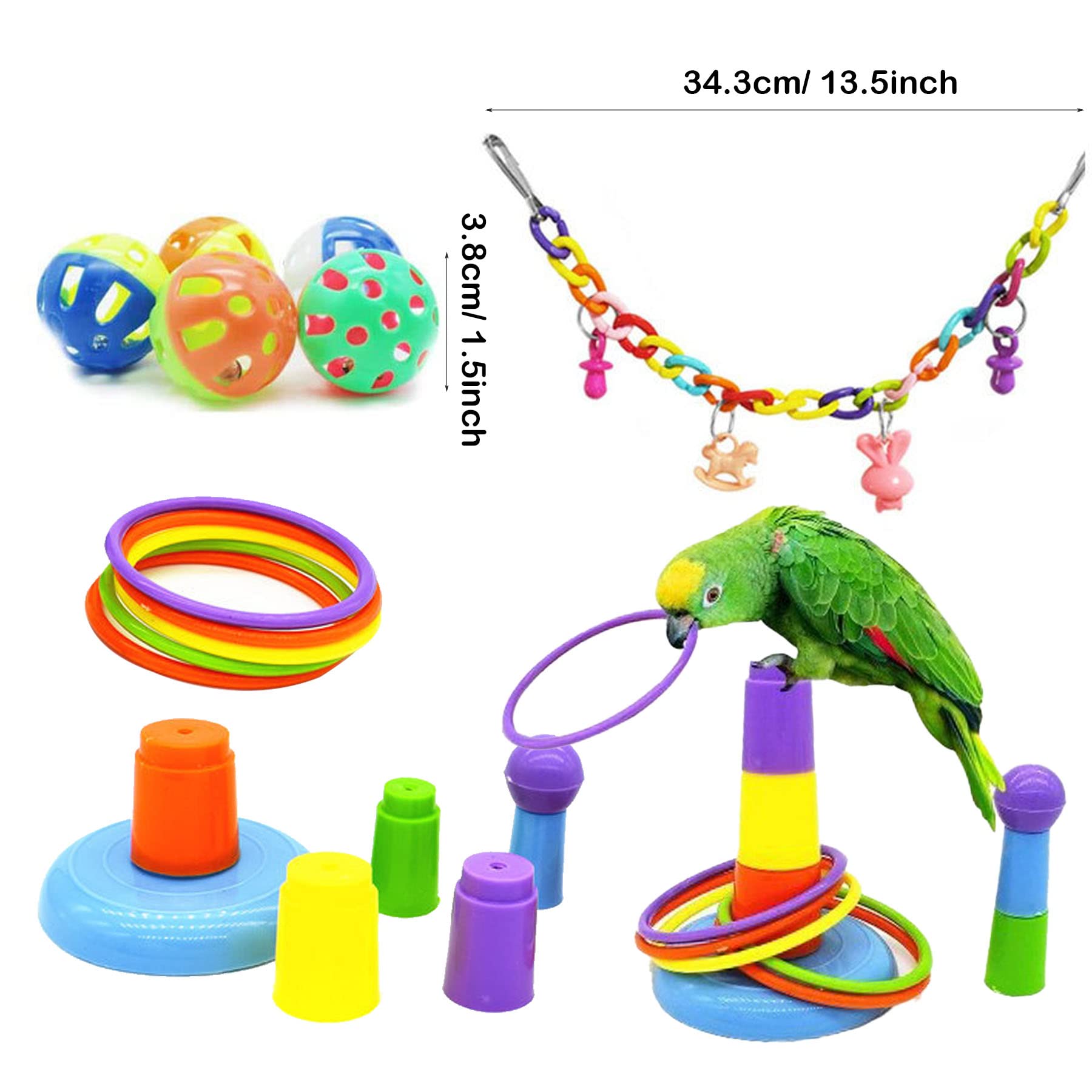 NA Allazone 17 Pz Giochi per Uccelli Pappagalli, Posatoi Giocattoli Gabbia, Giocattolo per L'addestramento degli Uccelli per Pappagallo, Cockatiel, Love Birds, Fringuelli