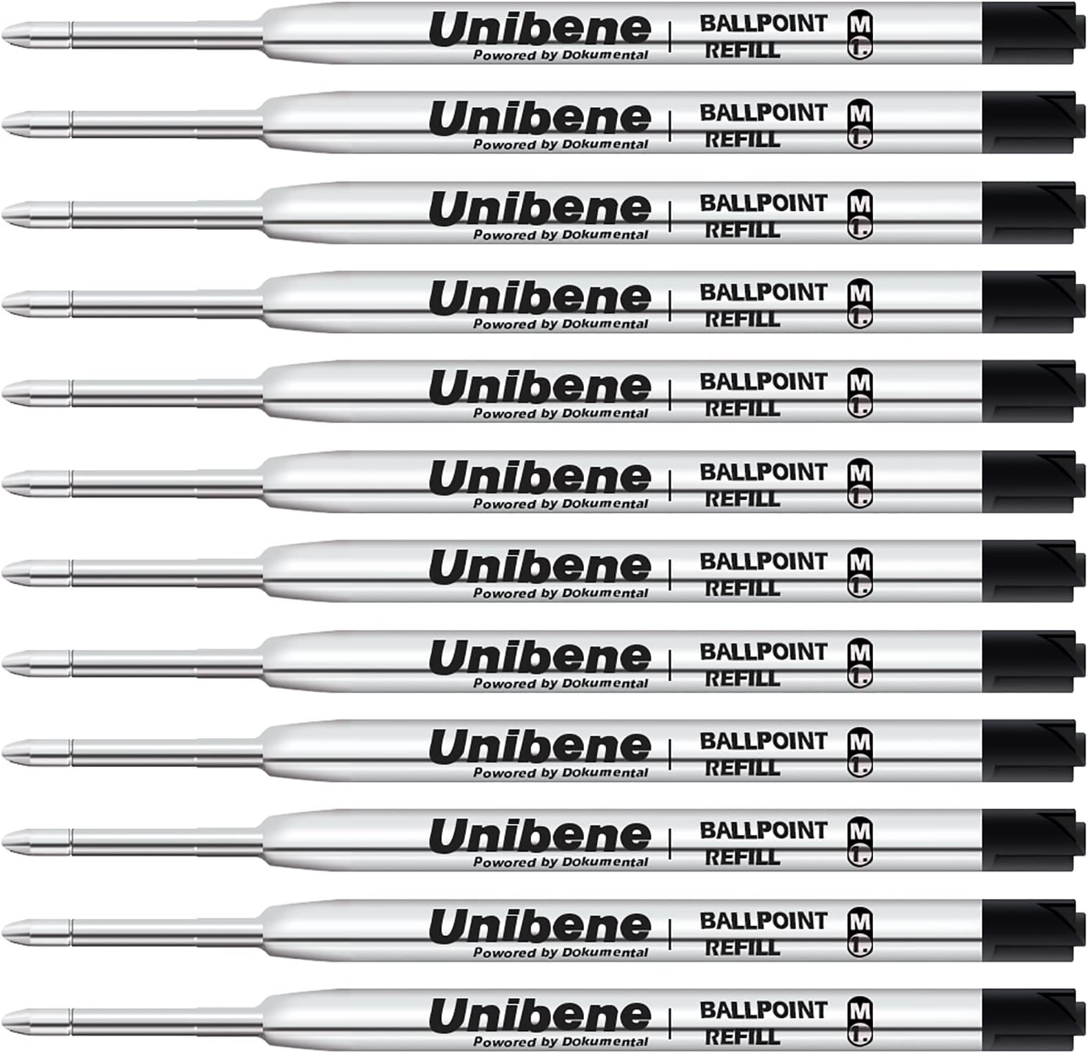 Unibene Parker Compatible Ballpoint Refills 12 Pack,1.0mm Medium Point-Black, Smooth Writing Replaceable German Ink Tactical Pen Refills for Parker Ballpoint/UZI Pen