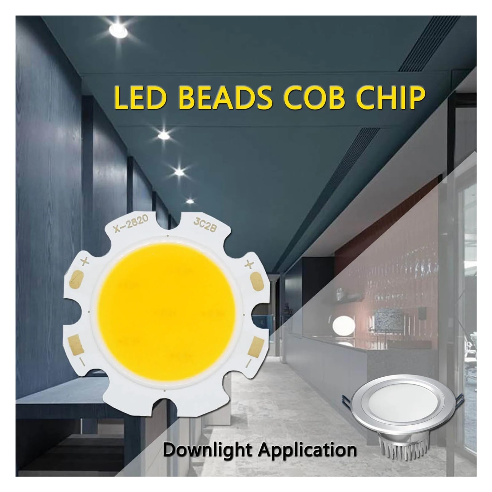 20 piezas 3W 5W 7W 10W Chip 2828mm cuentas de lámpara LED Color cálido/Color Natural/blanco for bombilla foco for bricolaje(Warm White,7W 21-24V 300mA)
