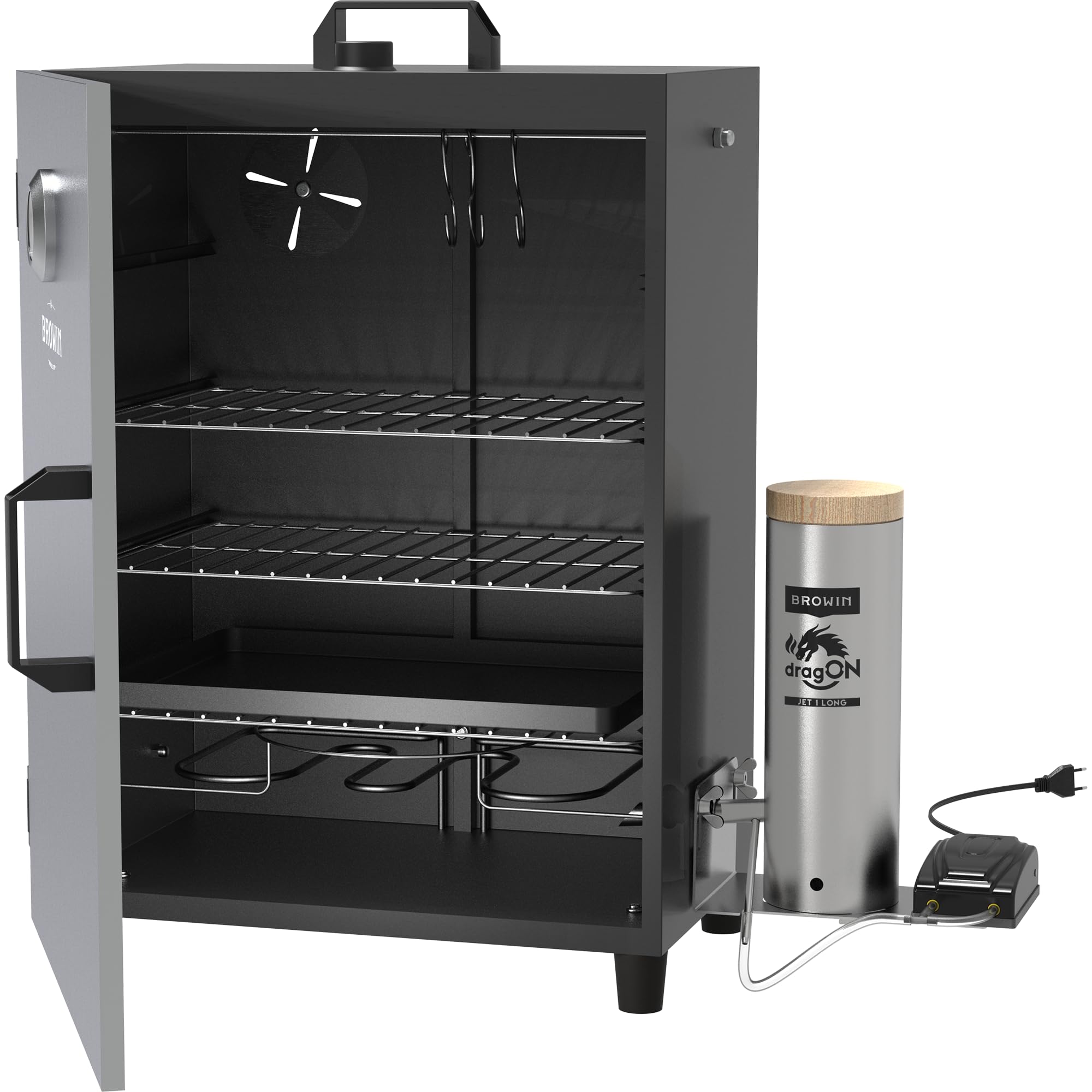 Browin Rauchgenerator DragON Jet 1 mit Pumpe 330143 | Kaltrauchgenerator aus Edelstahl | für jeden Räucherofen | innovative Düse | Perfekter Rauchgenuss für exquisite Geschmackserlebnisse