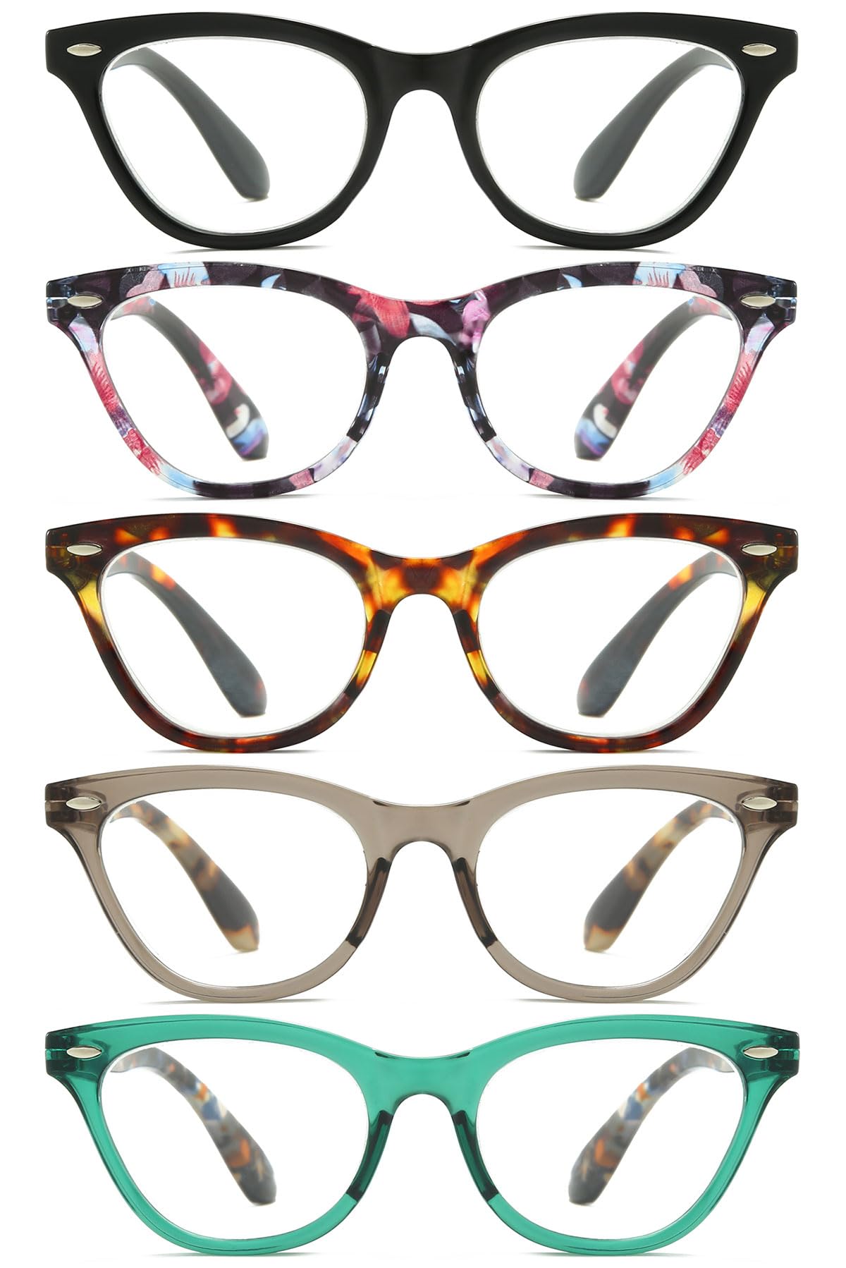 KOOSUFA Mode Katzenaugen Lesebrille Blaulichtfilter Damen Federscharnier Cateye Hornbrille Lesehilfen Designer Anti Müdigkeit Lesebrillen mit Stärke 1.0 1.5 2.0 2.5 3.0 3.5 4.0