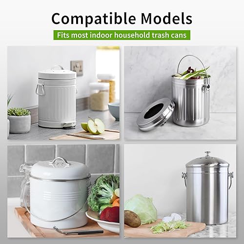 Miniatura 5 de Filtro de contenedor de compost, 20 filtros de carbón de 6.7 pulgadas, filtros de carbón de abono de repuesto para cubo de abono