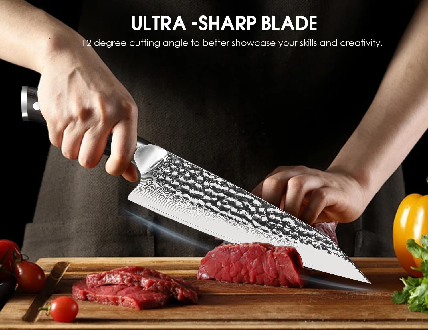 BRODARK Japanese Chef Knife, 8 inch Damascus Chef Knife, Ebony Wood Handle — Amazon image 3