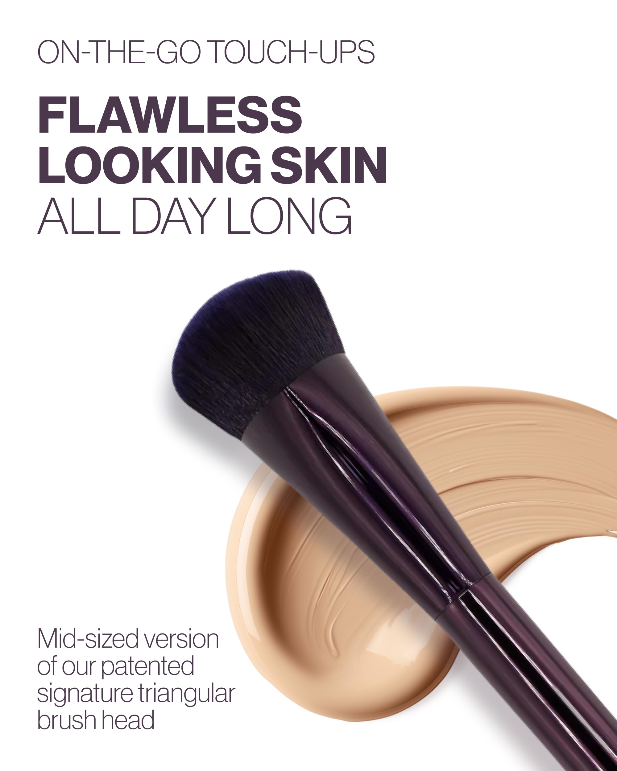 Anisa Beauty Travel Pinnacle - Pennello per fondotinta, compatto, vegano, ad alta densità, per applicazione senza soluzione di continuità, ideale per trucco liquido, in crema e in polvere, portatile e