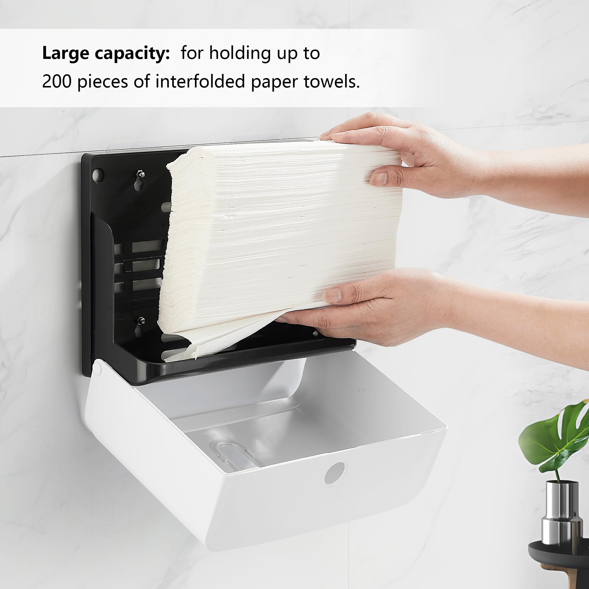 Dispenser Carta Asciugamani a Parete, Dispenser Salviette Bagno da Muro, Commerciale Bagno Cucina,Può Contenere Fino A 200 Fogli, Bianco