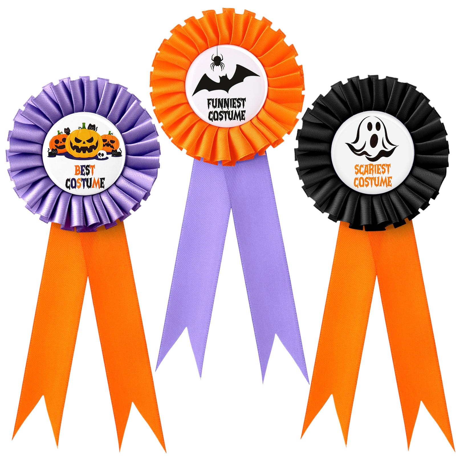 3 Pcs Halloween Ugly Sweater Award Ribbons Purple Orange and Black Ugly Sweater Contest Awards 1st 2nd 3rd Place Medals for Halloween Holiday Party