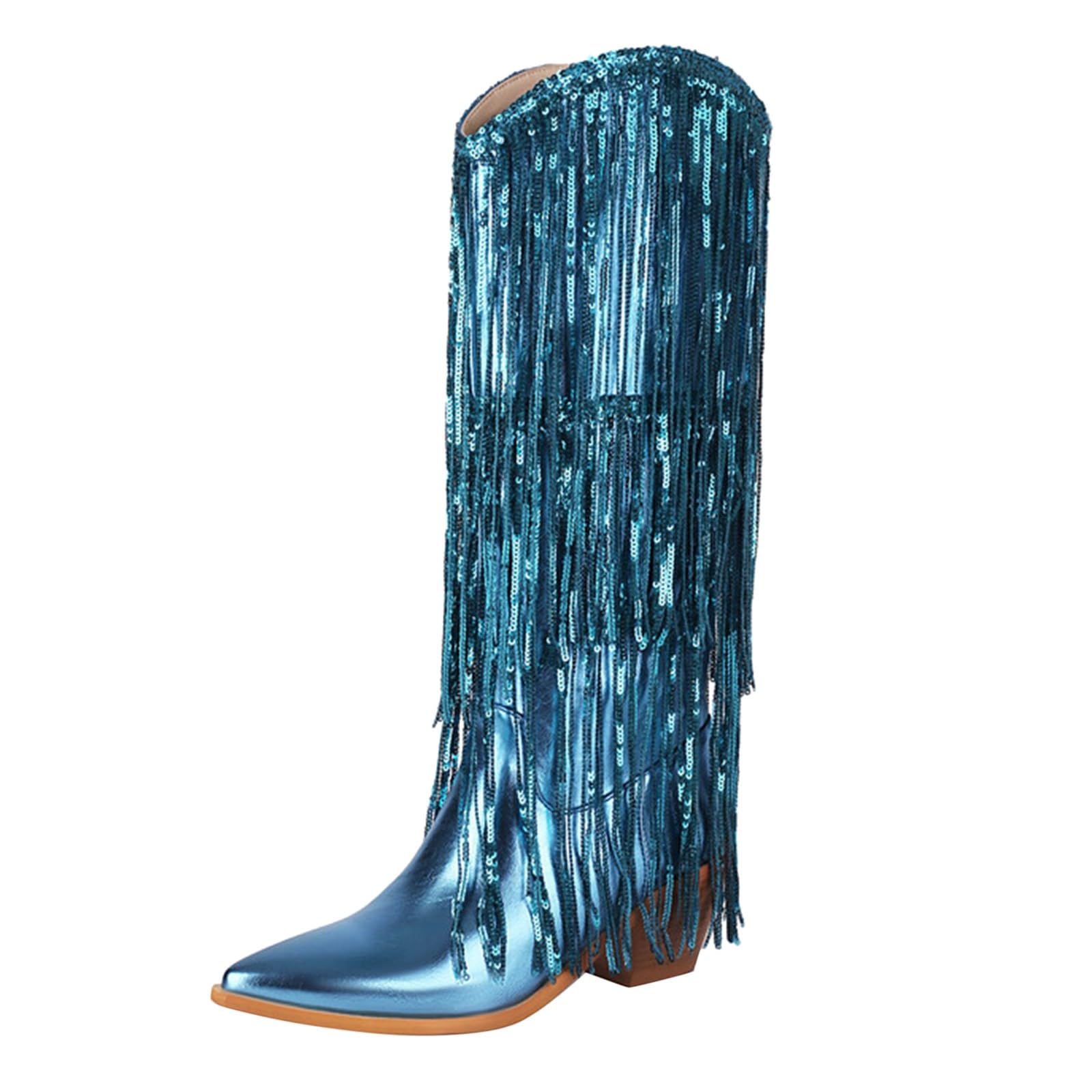 Damen Cowboystiefel Mit Fransen Für Winterstiefel Gefüttert Elegant
