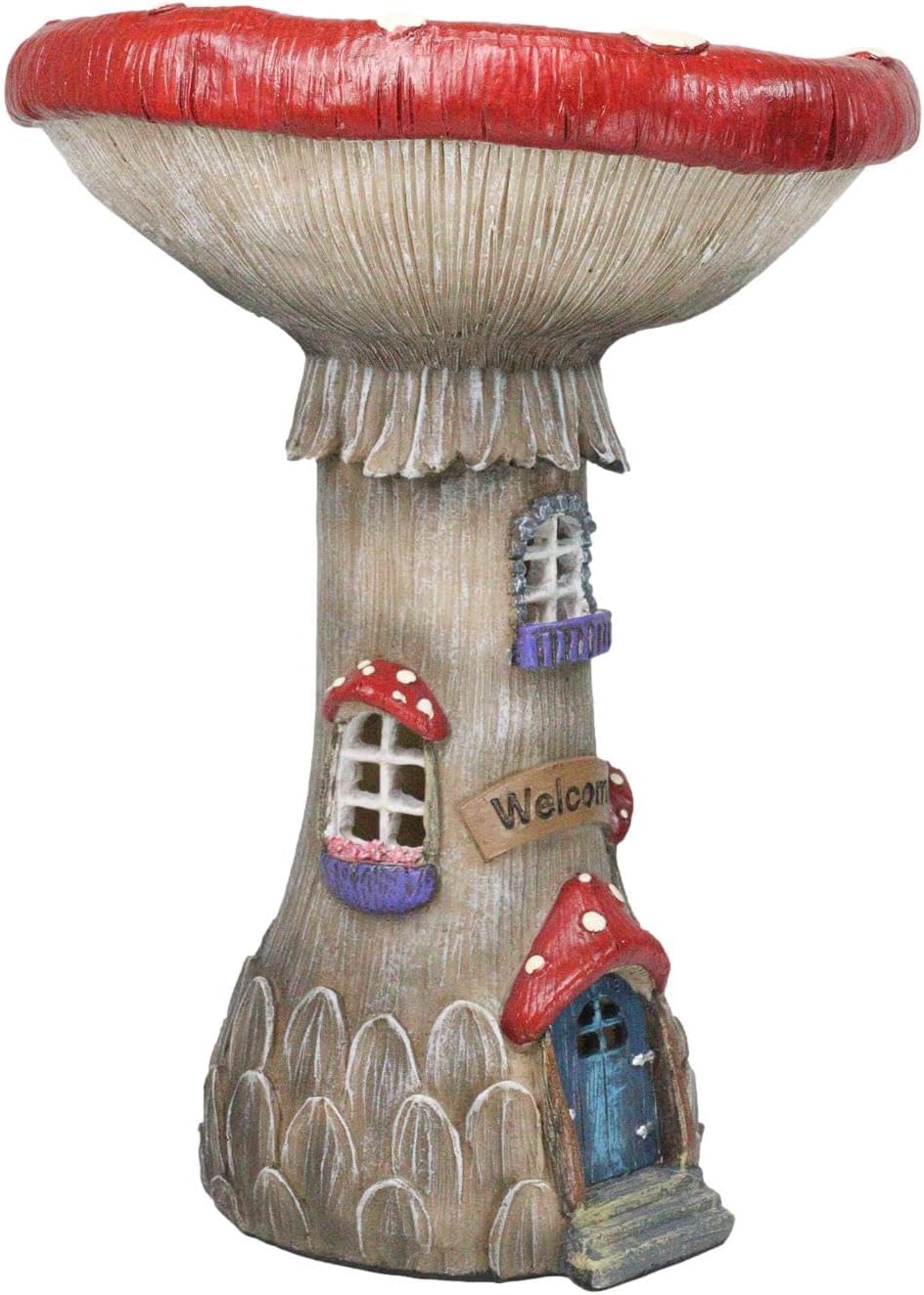 Ebros Gift LED Light Up Enchanted Fairy Garden Cozy Cottage Canopy Toadstool Mushroom House with Welcome Sign Figurine 12.25" H Fairies Pixies DIY Mini Whimsical Display Home Decor