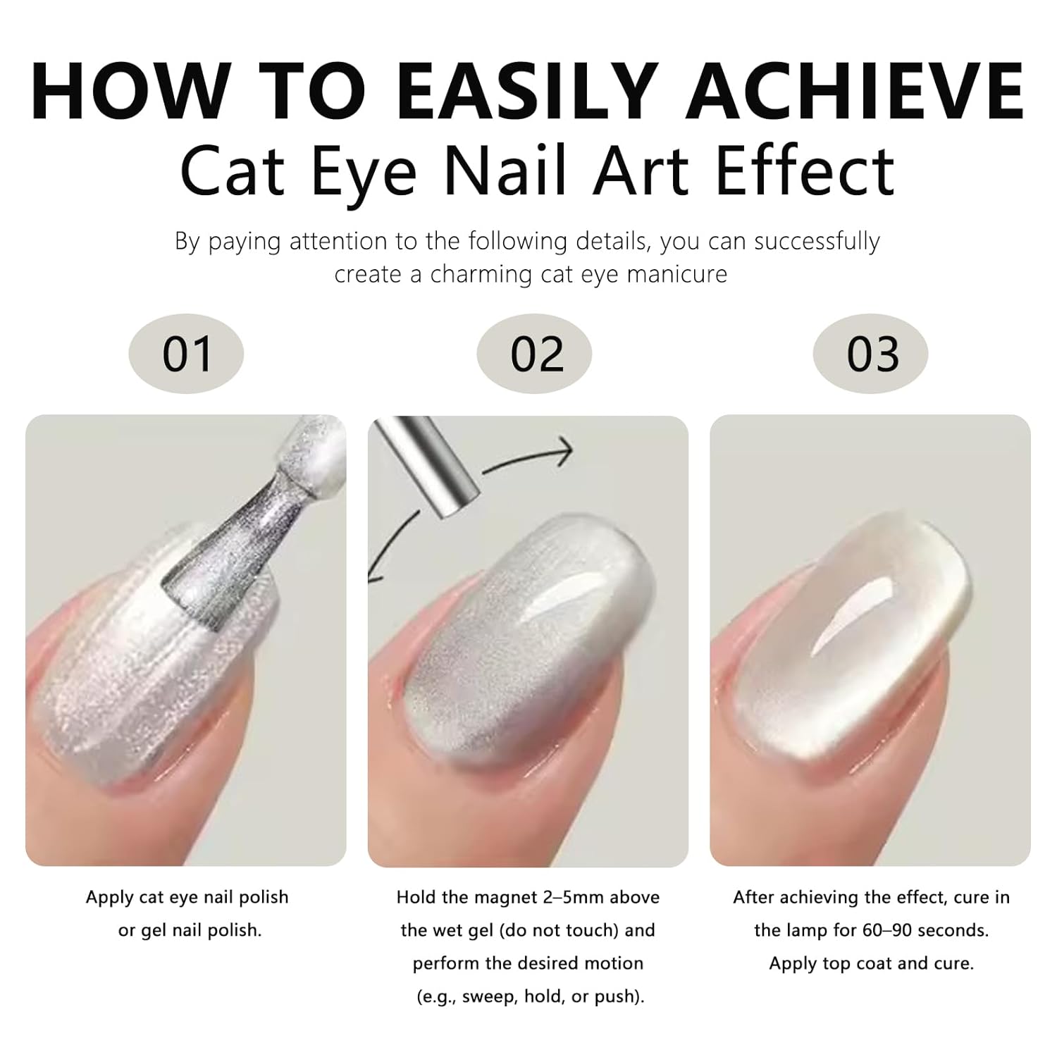46Pcs Cat Eye Nail Magnet Tool Set, Cat Eye Heart Magnets for Nails, Double-Head Nails Magnet Stick, Round Magnetic Beads, Heart Cat Eye Gel Polish Magnets Tools for Women DIY Manicure