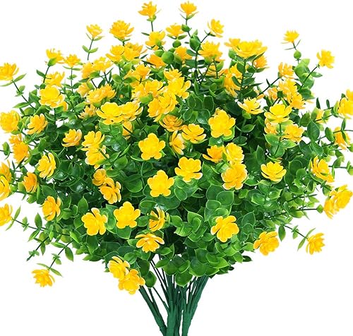 Miniatura 22 de Flores artificiales, arbustos de boj artificiales para exteriores, resistentes a los rayos UV, plantas verdes de plástico sintético para colgar