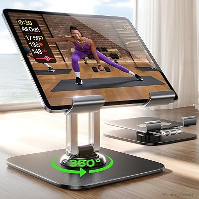 LISEN for iPad Stand Holder [All-Metal Foldable] Adjustable Tablet Stand for Desk, 2026 iPad Accessories Rotating Display Stand Office Men Gifts Kindle Tablet PS Switch iPhone 11"-4.7"