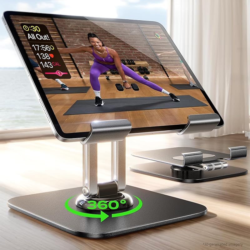LISEN for iPad Stand Holder, Aluminum Tablet Stand Holder for iPad | 2026 iPad Accessories, Rotating Display Stand, Home Office for Desk Women Gifts Kindle Tablet PS Switch iPhone 11"-4.7"