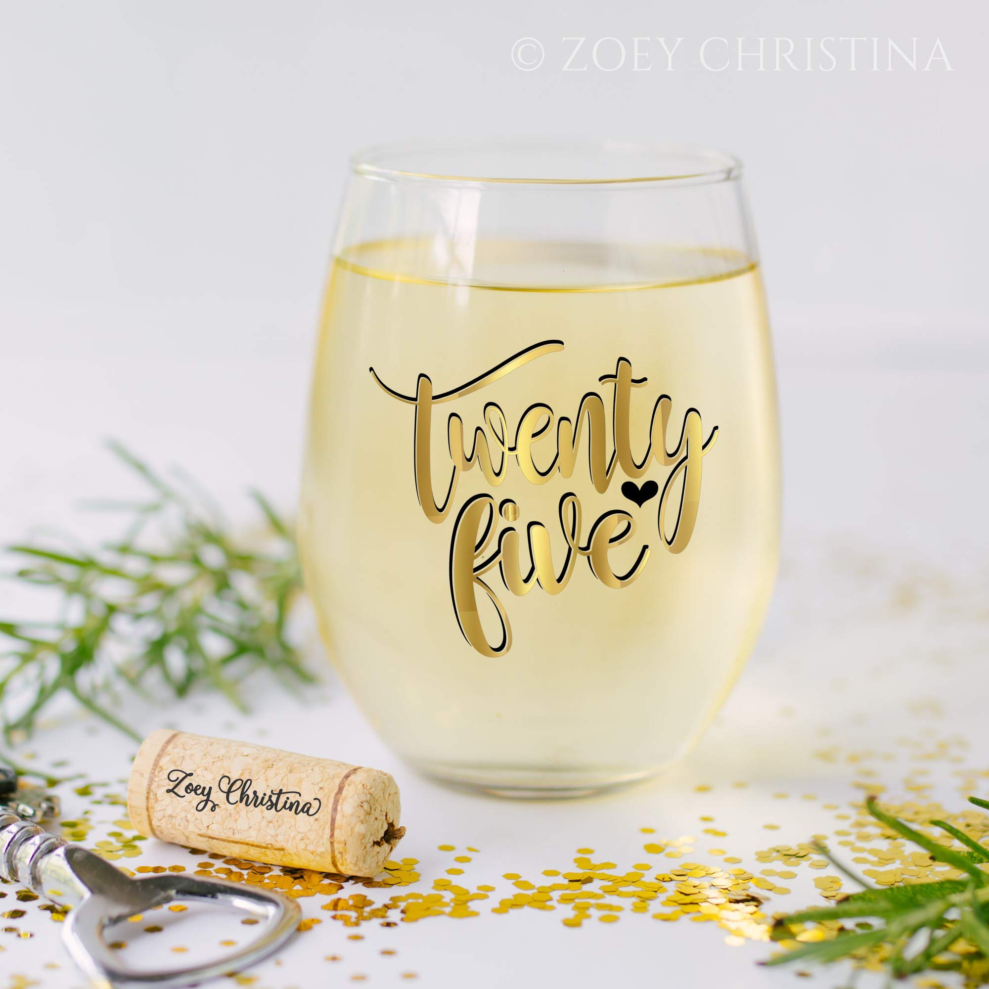 Amazon.com: 25th Birthday Gifts for Women Large Stemless Wine Glass 0079 :  Home & Kitchen