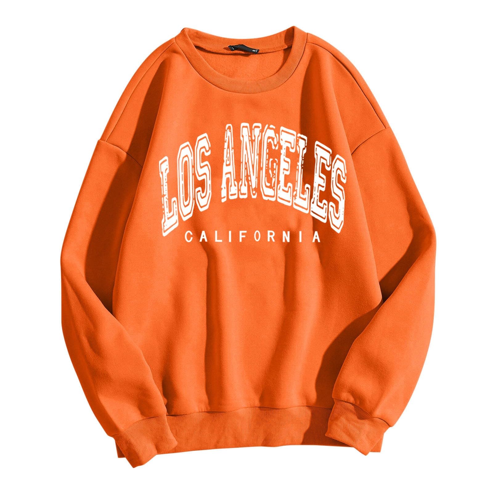 Los Angeles California Long Sleeve Pullover Sweatshirts for Women Y2K Cute  Loose Clothes Workou Sports Crewneck Casual Tops Cartoon Loose Fit Western