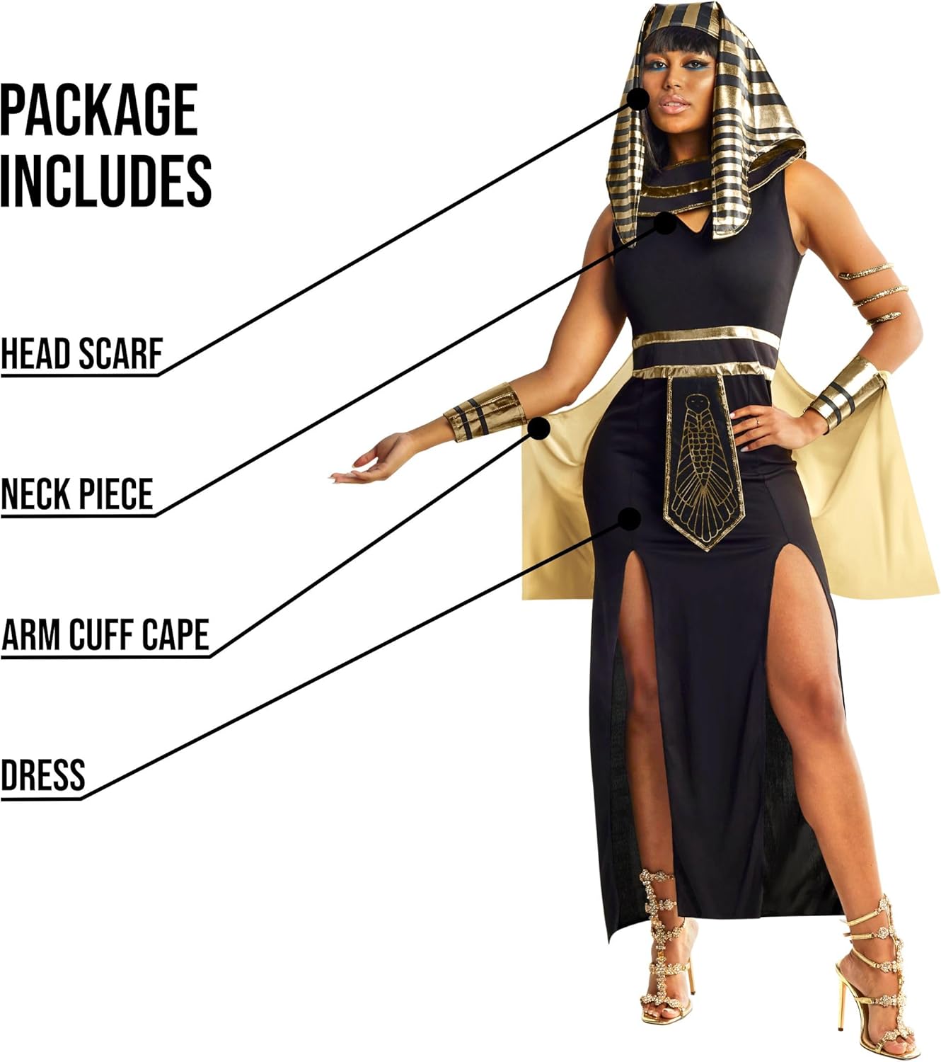 Morph Cleopatra Costume Women, Egyptian costume womens, Egyptian Goddess Costumes, Halloween Costumes For Women Adult - Image 2