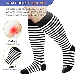 LEVSOX Wide Calf Compression Socks for Women Men Plus Size 15-20 mmHg Extra Large Knee High Support Sock for Nurses Pregnant Travel