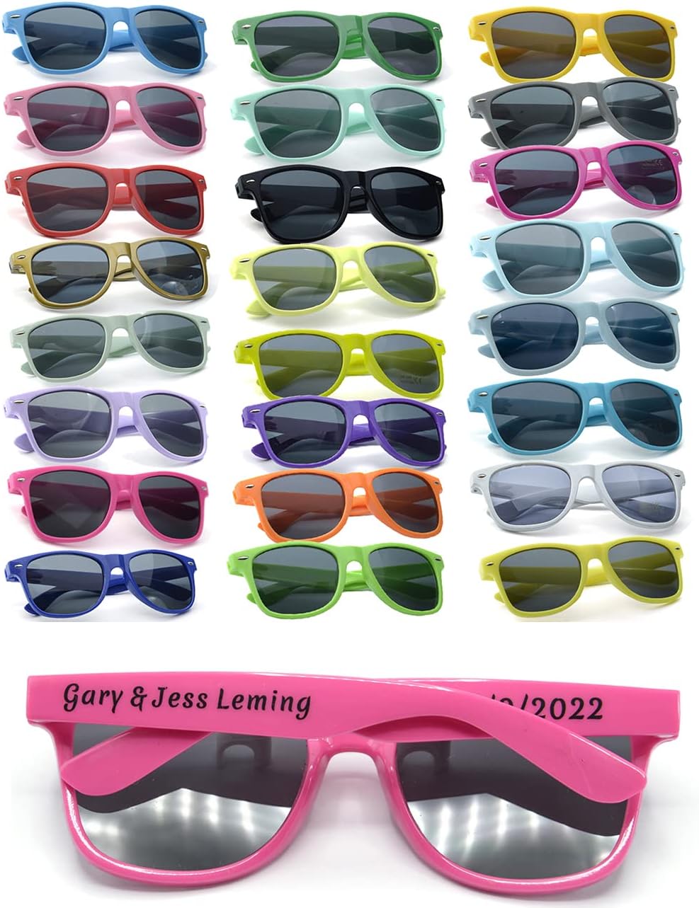 Personalized Party Sunglasses Bulk Wedding Favors Gifts for Guests Custom Birthday Bachelor School Graduation Bridal Groomman Bride Company Personalized Party Sunglasses Gifts(35PC Hot Pink)