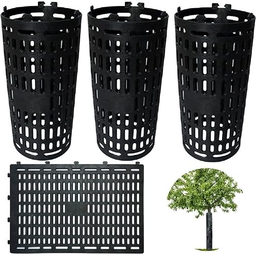 Paquete de 3 protectores de tronco de árbol, color negro, cubiertas de malla para plantas de semillero, árboles jóvenes, expandibles, resistentes a