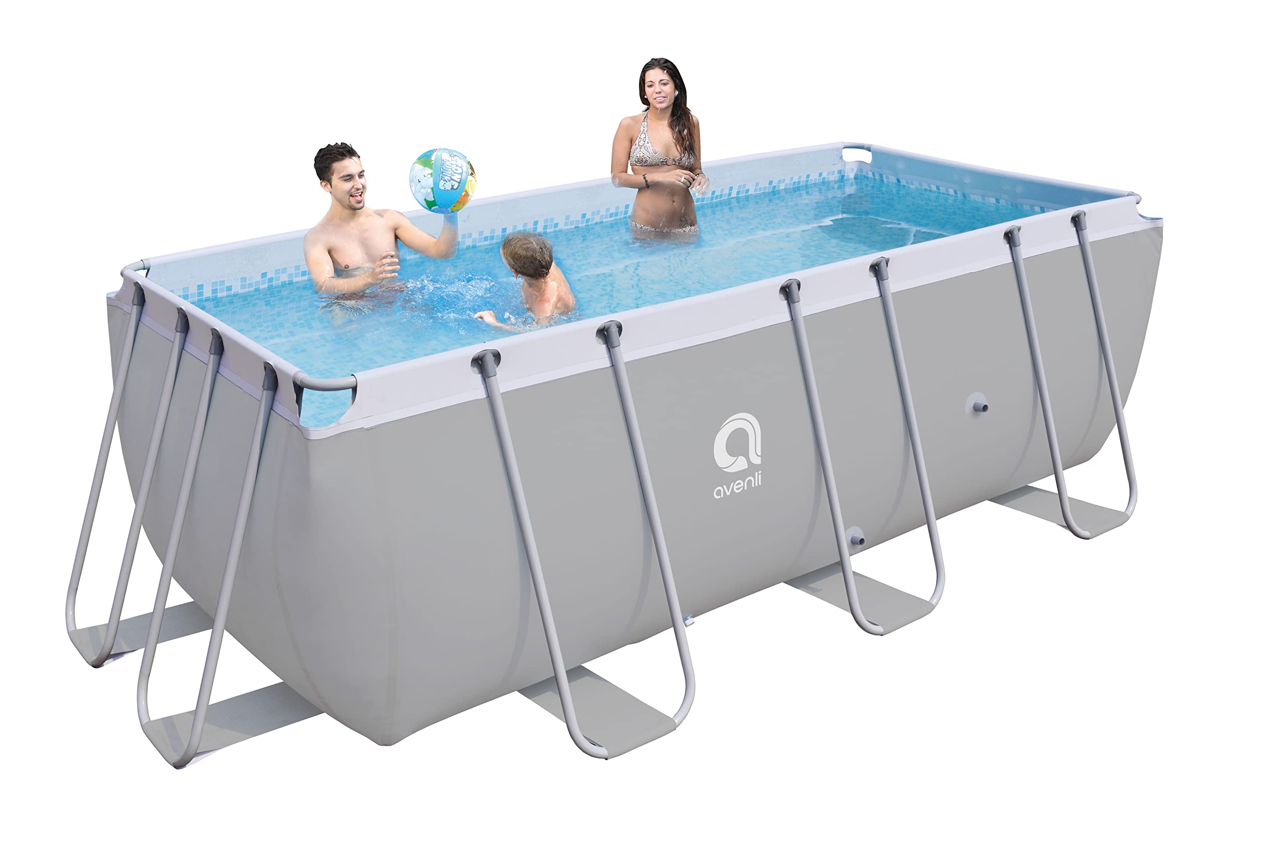 Avenli Pool 400 x 200 x 100 cm Frame Plus Stahlrahmen Aufstellpool rechteckig grau