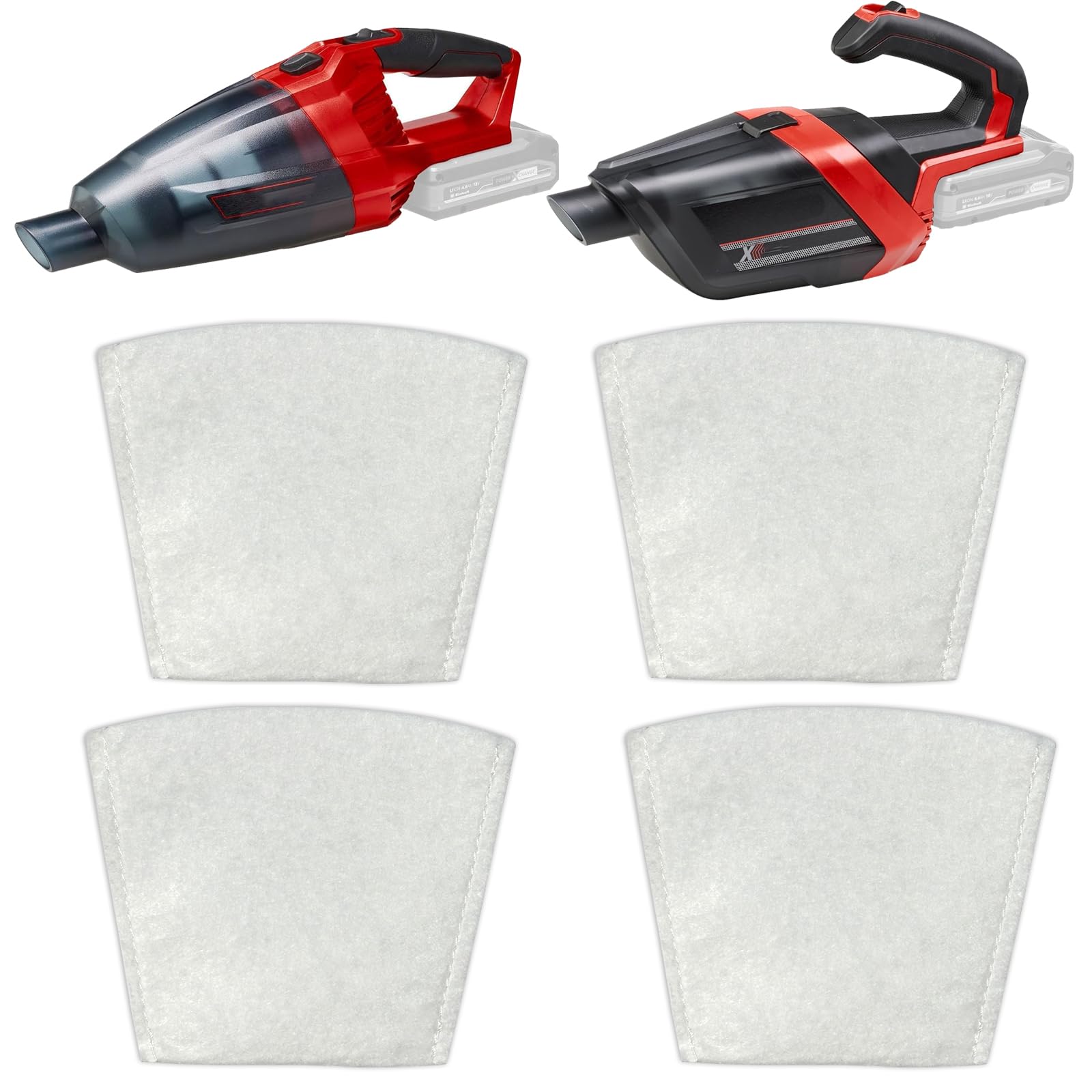 Confezione da 4 sacchetti filtro compatibili con Einhell Power X-Change TE-VC 18 Li-Solo & TE-HV 18/06 Li-Solo Aspirapolvere portatile senza fili