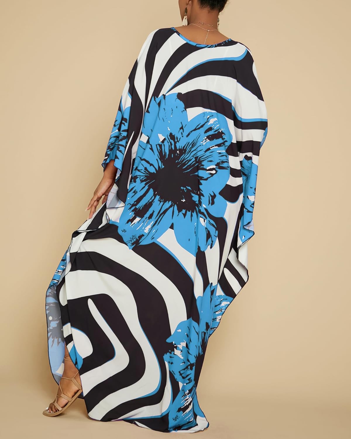 Bsubseach Women Floral Print Kaftan Dresses Plus Size Bathing Suit Cover Up Moo Moos Caftan Beach Dress for Swimwear Summer - Image 5