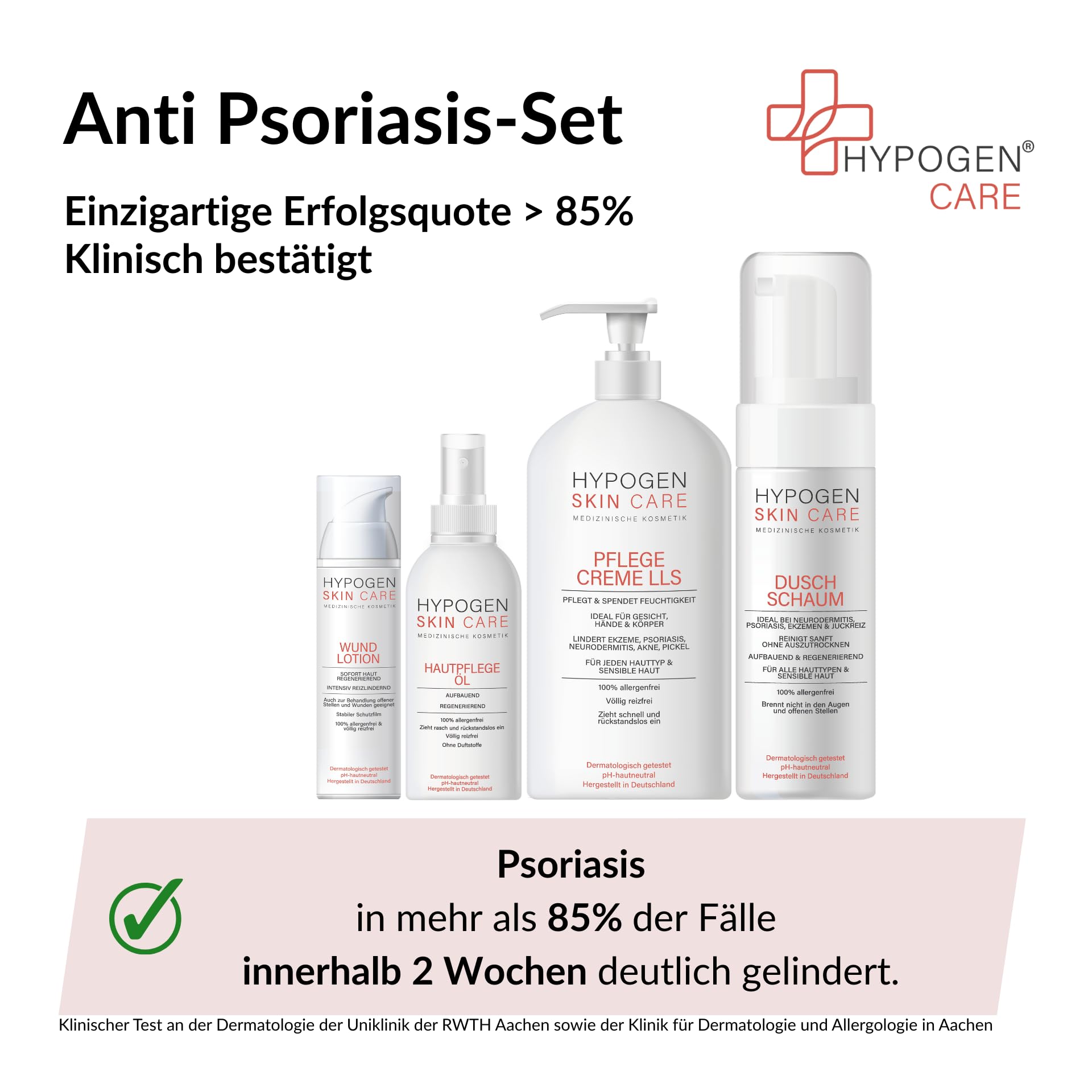 Erfolgsquote > 85% I Anti Psoriasis-Set I Klinisch bestätigt I Medizinische Kosmetik von HYPOGEN CARE