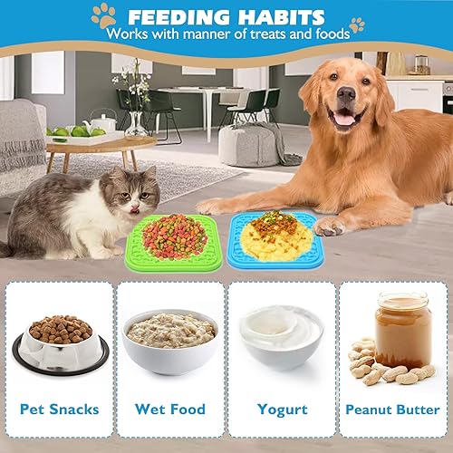 Miniatura 3 de Paquete de 2 alfombrillas para lamer perros y gatos, tapete de alimentación lenta para perros, para baño, aseo y recorte, tapete de alimentación