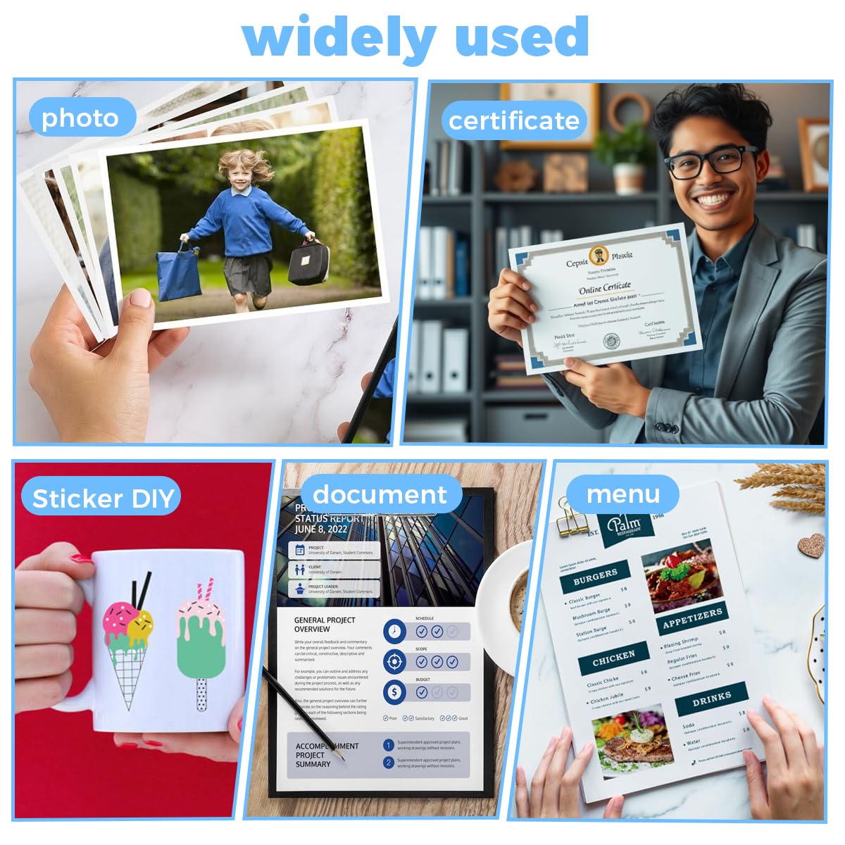 100 Piezas Hojas Laminadas Autosellantes,Hojas de Laminación A6,con Espatula Láminas Películas Laminadas Autoadhesivas para Fotos,Tarjetas de Visita,Copias,Documentos (No Se Requiere Maquinaria)