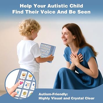 AAC Device for Autism, Non Verbal Communication Tools for Speech Therapy & Stroke Rehab. Augmentative Alternative Communication Tablet, Autism Talking Aids with 8 Programmable Buttons (Gray-Blue)