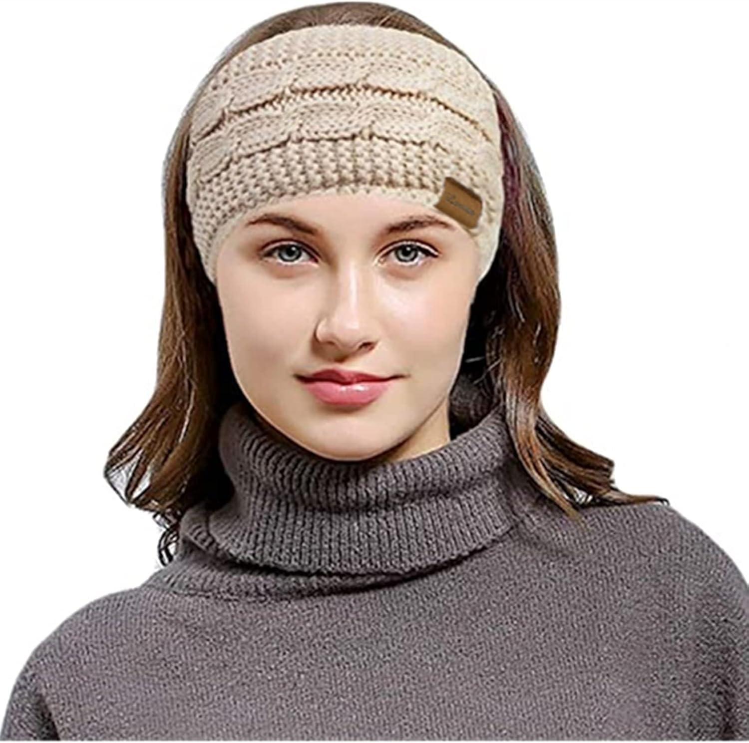 Loritta 2 Pack Headbands for Women Winter Warm Cable Knit Ear Warmer Thick Head Wrap Fuzzy Fleece Lined Gifts - Image 6