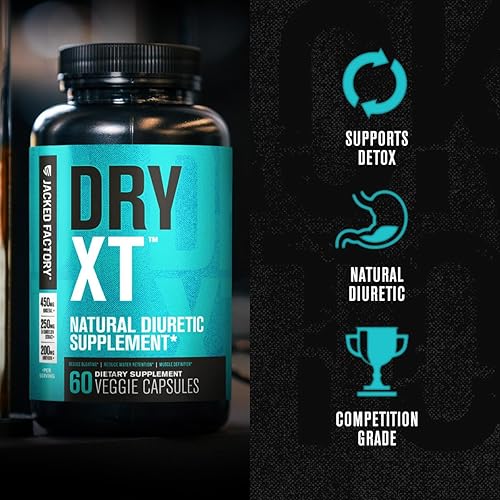 Miniatura 4 de Jacked Factory Dry-XT Pastillas de agua diuréticas - Suplemento natural Reduce la retención de agua y la hinchazón Extracto de raíz de diente