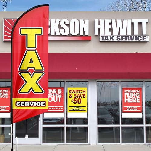 Miniatura 4 de Bandera de Swooper de publicidad de servicio de impuestos, bandera de plumas de servicio de impuestos, letrero de publicidad de plumas para negocios