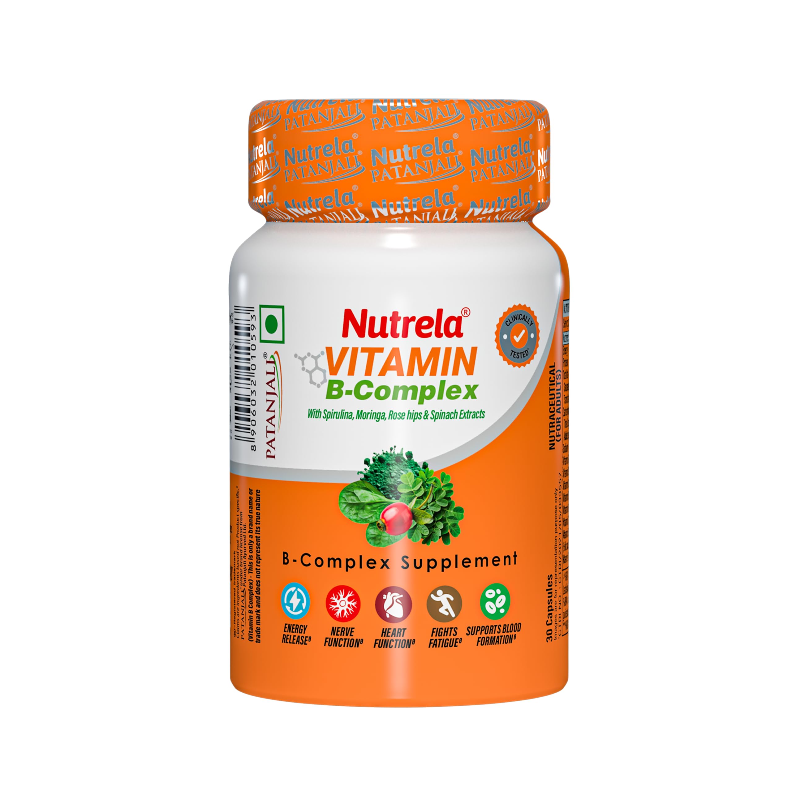 Nutrela B Complex with B1, B2, B3, B5, B6, B7, B9, & Vitamin B12 for Men & Women | Vitamins, Moringa and Spirulina for Energy, Gut, Immunity & Brain Health - 30 Veg Capsules (B0D5R6J119) Amazon Price History, Amazon Price Tracker