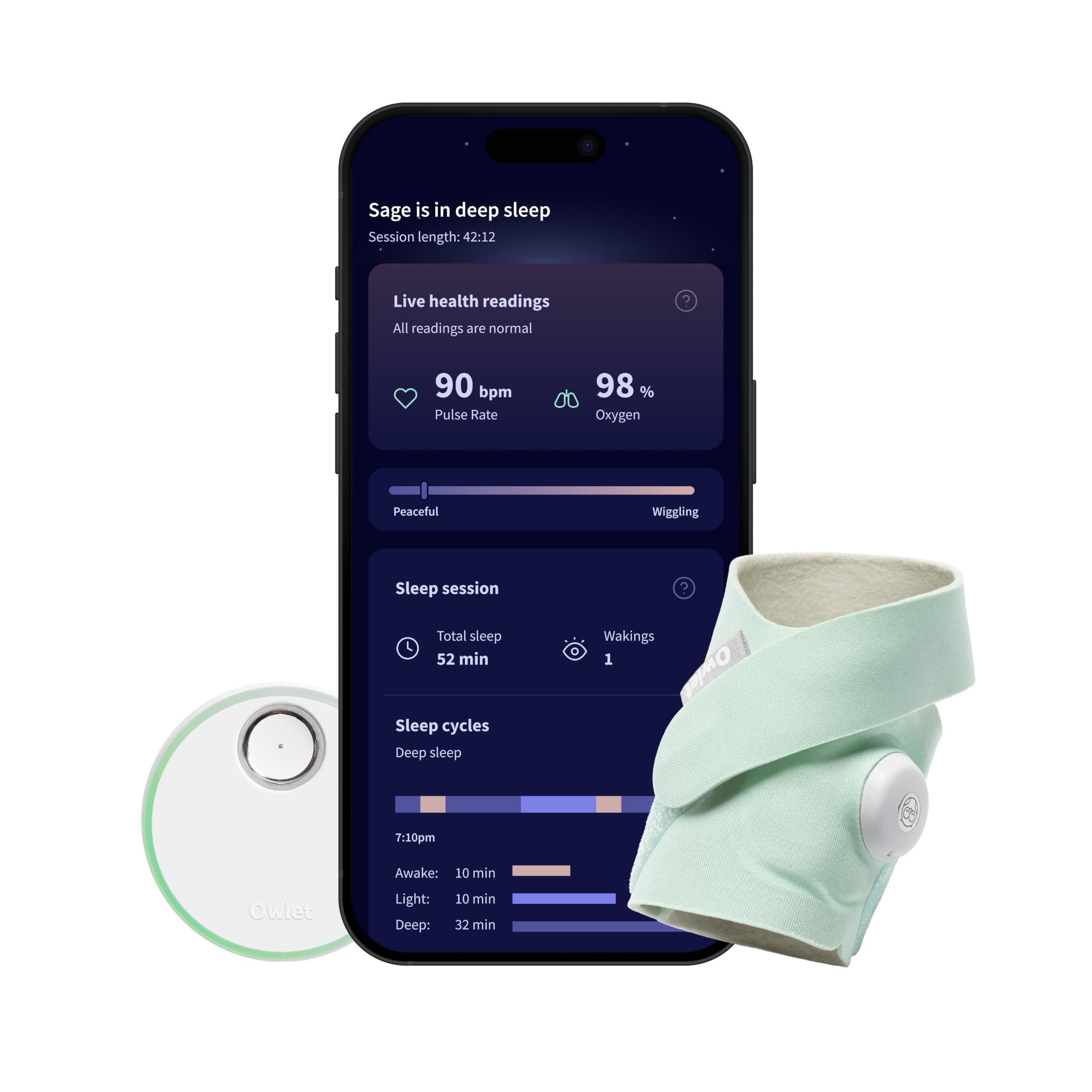 Owlet Dream Sock Smart Baby Monitor, Includes 3 Months of Owlet 360 | FDA-Cleared Monitor, Tracks Pulse Rate & Oxygen With Real-Time Alerts, Predicts