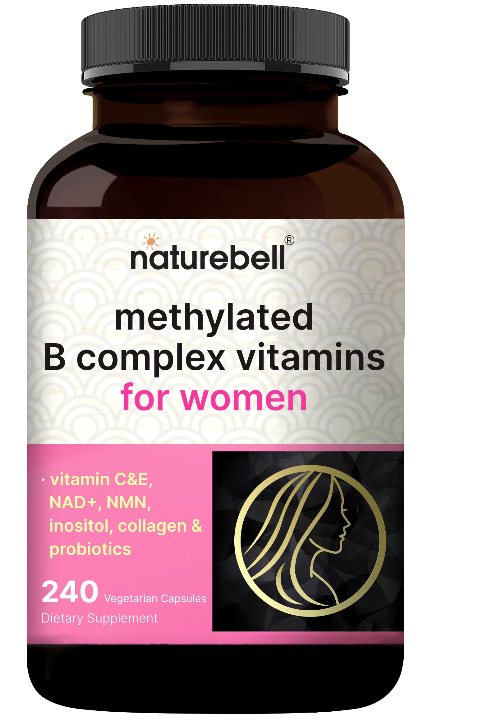 NatureBell Methylated B Complex Vitamins for Women, 240 Veggie Capsules