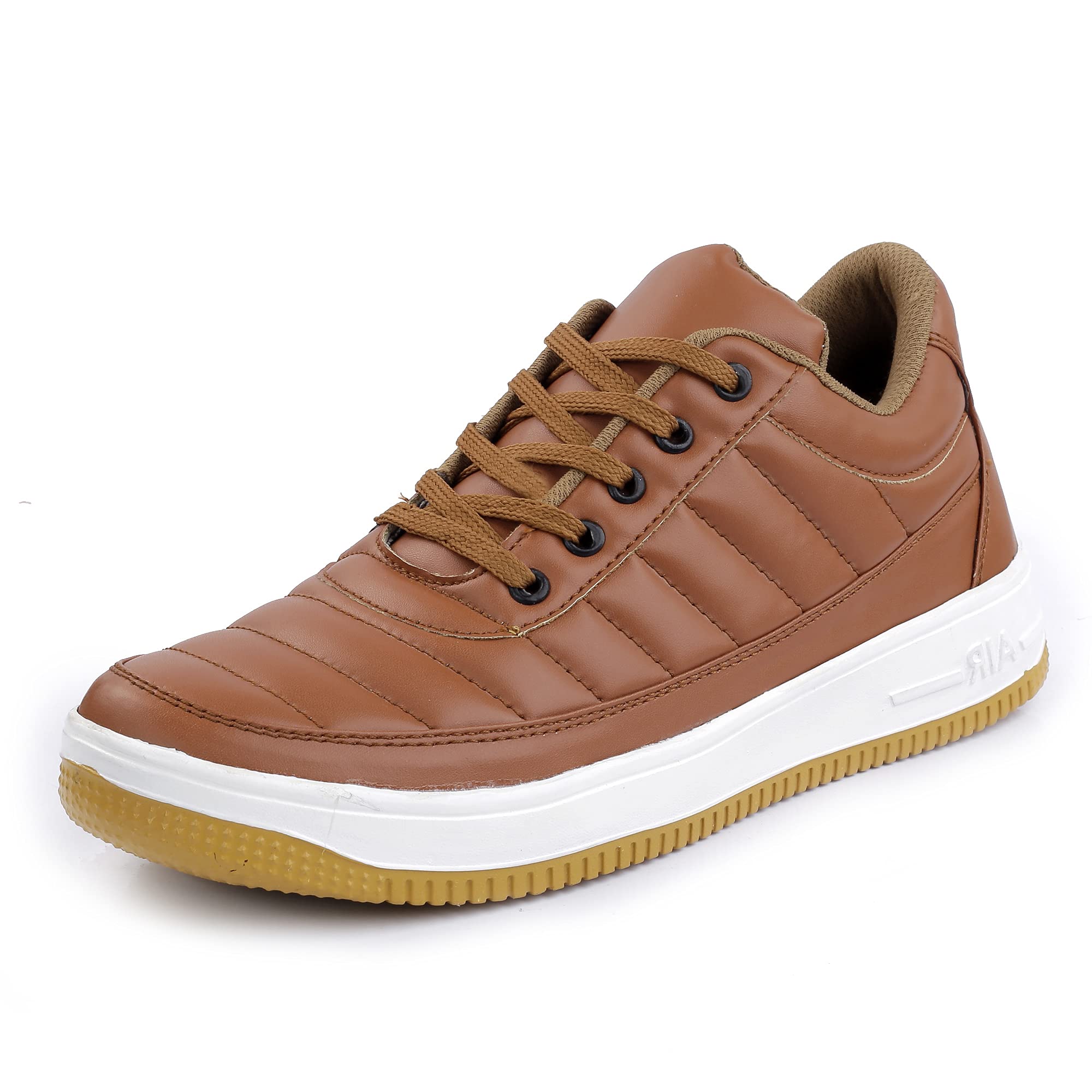 Sporty Black Leatherette Puffy Lace Ups Running Casual Shoes Sneakers Shoe Island for Men (BAB5040-AZ)