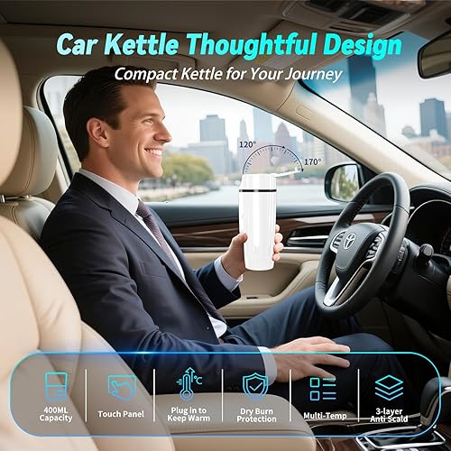 Miniatura 2 de Hervidor eléctrico de automóvil para viajes FVPE - Hervidor de agua eléctrico pequeño de 12 V24 V, control multitemperatura, caldera de agua