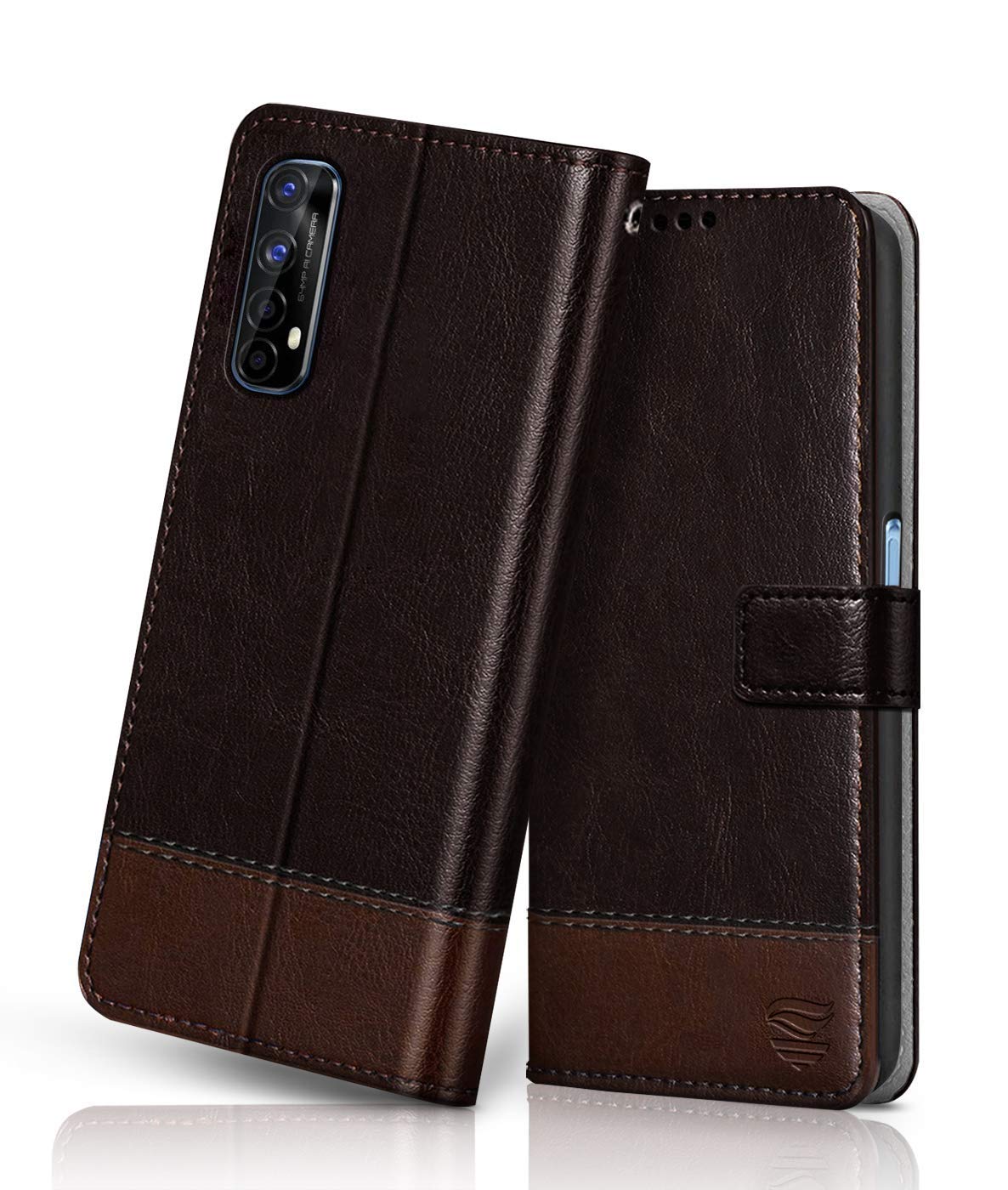 FLIPPED Vegan Leather Realme 7 | Narzo 30 4G | Narzo 20 Pro Flip Case Cover | Shock Proof with TPU Bumper | Card Pockets & Magnetic Closure Wallet Flip Cover (Coffee with Brown) (B08JV68ZW7) Amazon Price History, Amazon Price Tracker