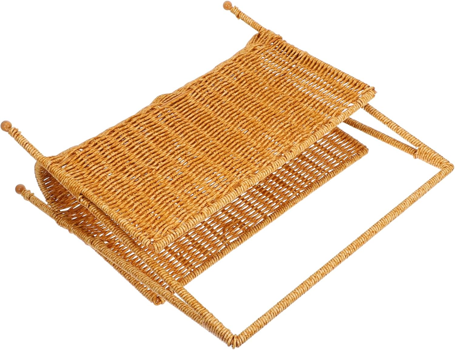 Woven Magazine Rack Rattan Storage Basket for Books and Newspapers Boho Style Organizer for Living Room Bathroom and Office 1-Piece Home Decor