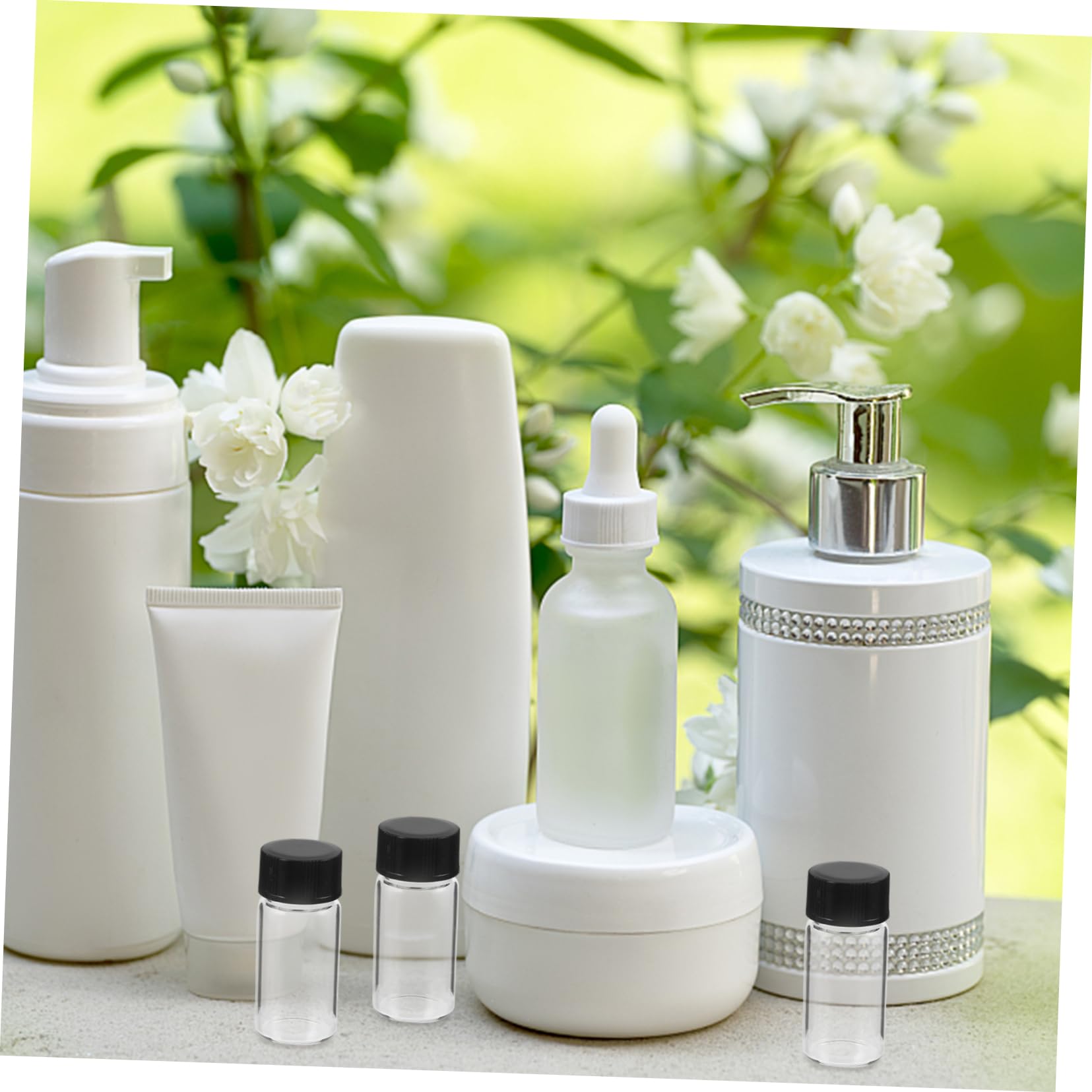 MAGICLULU 100 Pezzi Bottiglie di Vetro da 5ml con Tappi, Flaconi Campione Trasparenti con Fondo Piatto in Vetro, Facile da Riempire e Tenuta per Laboratorio