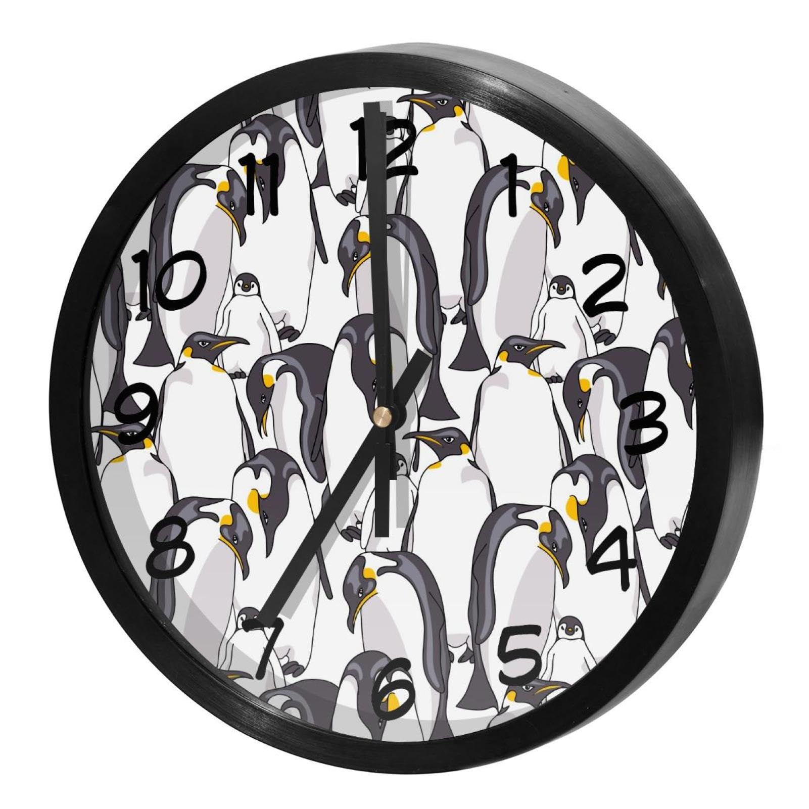 Horloge murale silencieuse manchots empereurs pour décor de cuisine