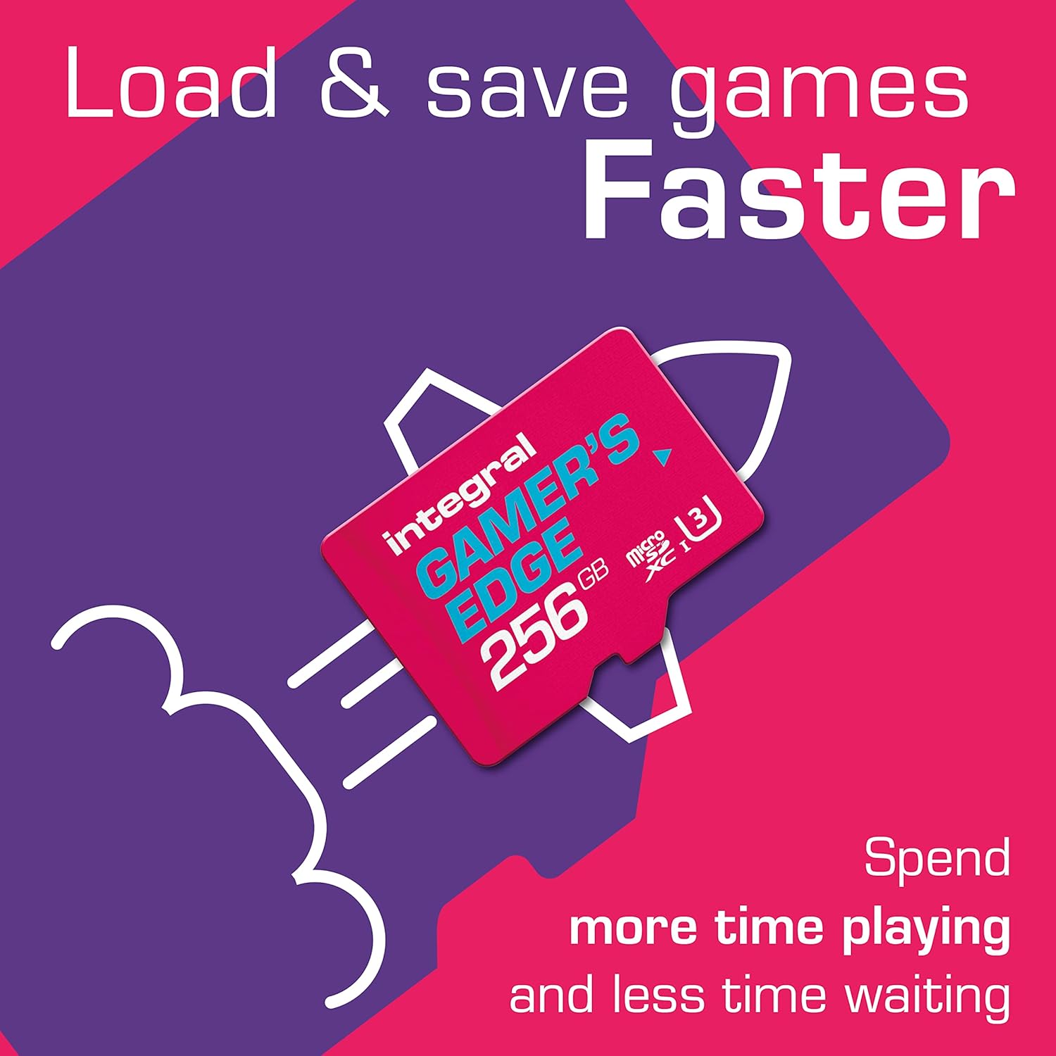 Integral 256GB Gamer's Edge Micro SD Card for Nintendo Switch - Fast Charging & Saving Games DLC Data Developed, Lite OLED, INMSDX256G10-100V30GE, 256 GB