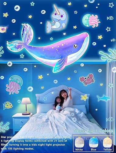Miniatura 4 de Proyector de luz nocturna para niños + 21 juegos de películas, proyector de luz nocturna para dormitorio de niños, techo, proyector de galaxia de
