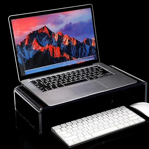 Miniatura 5 de Jetec 2 soportes acrílicos para monitor de escritorio de video acrílico para escritorio, estante de escritorio para computadora portátil, TV,