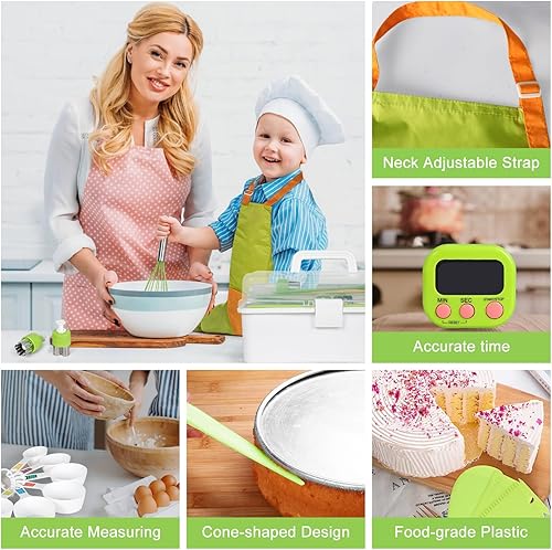 Miniatura 6 de 37 piezas de juegos de cocina para niños reales, juego de regalo de cocina y horneado para niños con estuche de almacenamiento, temporizador,