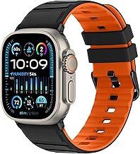 Tasikar Band Compatible with Apple Watch 49mm 46mm 45mm 44mm 42mm Breathable Silicone Men Women Strap for iWatch Ultra 3 2 1 SE Series 11 10 9 8 7 6 5 4 3 1, Black Orange