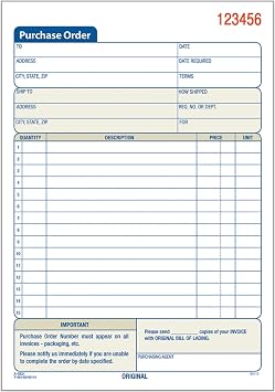 Adams Purchase Order Book, 2-Part Carbonless, White/Canary, 5-9/16 x 8-7/16 Inches, 50 Sets DC5831