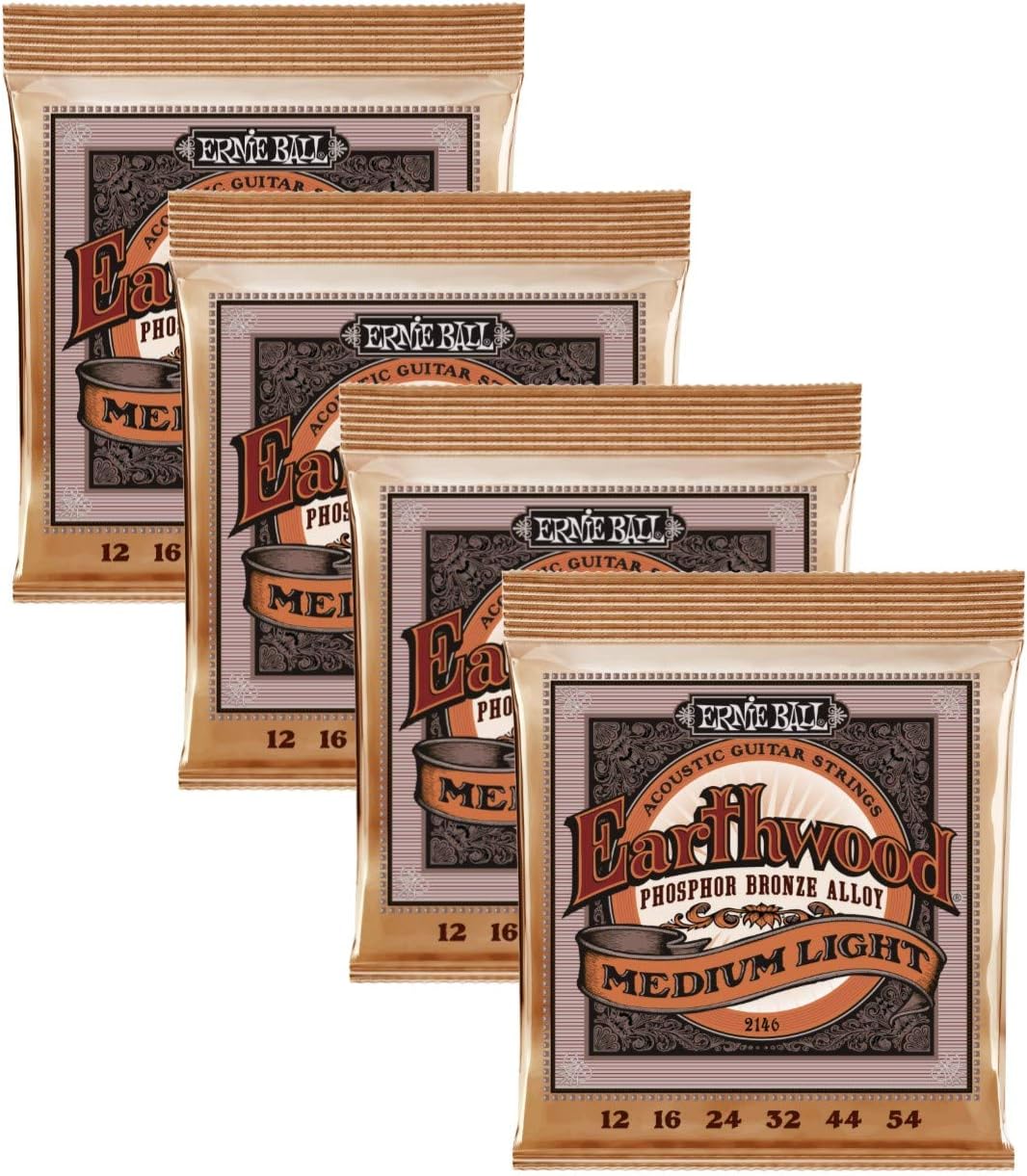 Ernie Ball Lot of 4 EARTHWOOD Acoustic Guitar Strings, Made in USA, P02146^4